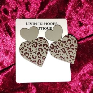Heart-Shaped Leopard Print Earrings